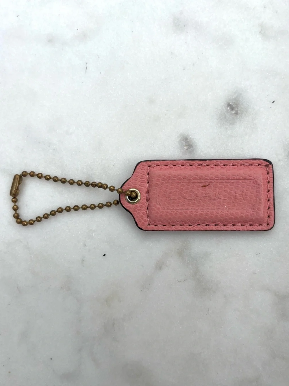 COACH Snakeskin Leather Hang Tag, Pink